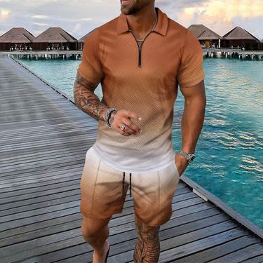 Men's Clothing Summer New Short sleeved Shorts Two piece Sports Casual Men's Suit_voghion.com