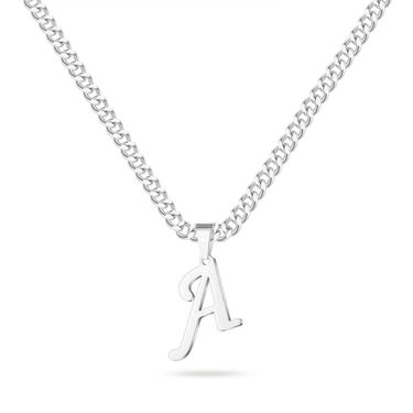 Fashion Stainless Steel 26 Alphabet Necklace Unisex Cuban Couple Clavicle Chain Jewelry_voghion.com