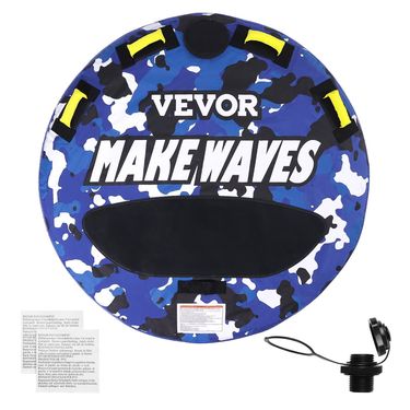VEVOR Towable Tube For Boating, 340 Lbs, 1-2 Riders Inflatable Boat Tubes And Towables, 51.8" Round Water Sport Towable Tube For Boat To Pull, Full Nylon Cover, EVA Grab Handles And Speed Safety Valve_voghion.com