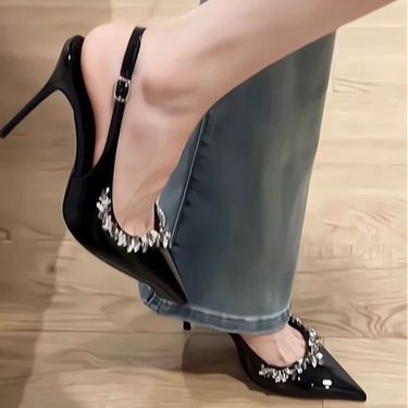 Unbeatable Quality One Word Water Diamond Sandals For Women, 2025 New Style, Spring And Autumn Queen High Men's Slim Heels, Pointed Bare_voghion.com