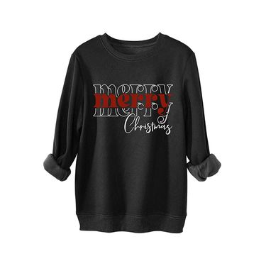 Casual Sports Women's Merry Christmas Red Letter Hollow Thickened Sweatshirt_voghion.com
