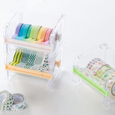 Cross-Border Office and paper tape cutter creative tape storage box student hand account tape sub-packing cutting clip_voghion.com