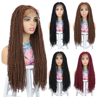 Hair Extensions Wigs curved synthetic front lace wig braided lace wig, dirty braid wig_voghion.com