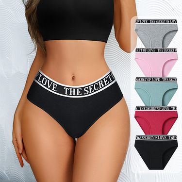Underwear & Sleepwears Sexy Letters Sports Style Fitness Breathable Mid Waist Pure Cotton Underwear_voghion.com