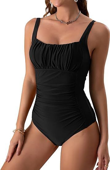 2025new European and American one piece hot spring swimsuit cross border conservative belly covering slim solid color bikini swimsuit_voghion.com
