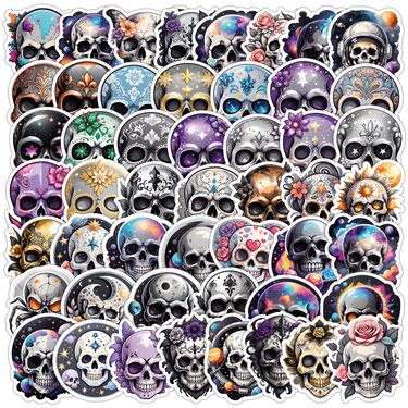Stickers 50 Nordic Style Halloween Skull Graffiti Stickers Water Cup Luggage Skateboard Waterproof Decorative Stickers_voghion.com
