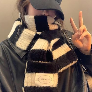 Women's Color-Block Striped Scarf Versatile, Warm, And Cold-Resistant_voghion.com