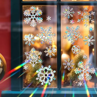 Cross-Border Colorful PVC Static Cling Window Door Decoration Snowflake Reindeer Christmas Custom Glass Stickers_voghion.com