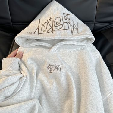 Embroidered Hoodie Women’s Fleece-Lined Oversized Streetwear – Unisex Pullover Sweatshirt With Heavy Stitching, High Fashion Couple Style_voghion.com