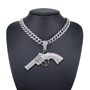 Unisex Jewelry Pistol Diamond Alloy Pendant Men's Personality Exaggerated Rap Trend Hip Hop Style Pendant_voghion.com