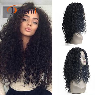 Fashion wig Wig head cover women's long curly hair wig small curly 173g front lace curls_voghion.com