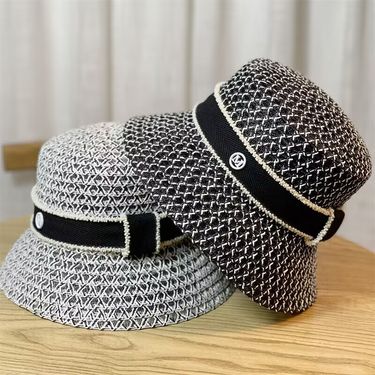 Unisex Temperament letters bucket Fisherman hat Straw hat children outing shade white basin hat tide_voghion.com