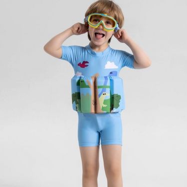 Mother & Kids Swimsuit Boys Children's Buoyancy Swimsuit Short Sleeve One Piece Korean Quick Drying Swimsuit Infant Floating Vest Swimsuit_voghion.com