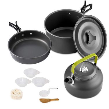Camping Cookware Set Aluminum Nonstick Portable Outdoor Tableware Kettle Pot Cookset Cooking Pan Bowl for Hiking BBQ Picnic_voghion.com
