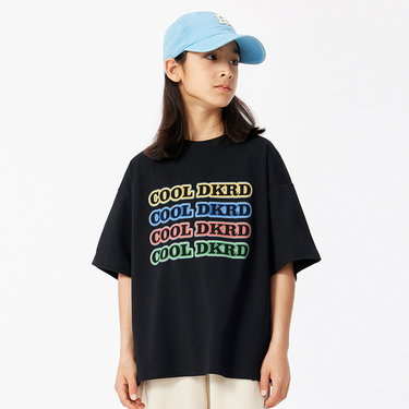 mother & kids summer new cool hip-hop girls and boys printed short-sleeved T-shirts for middle and large children's loose tops_voghion.com