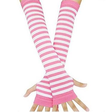 Unisex Casual all-purpose Christmas Fingertip gloves Solid color jacquard adult striped gloves_voghion.com