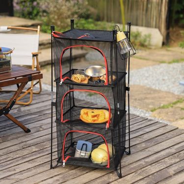 Outdoor Multifunctional Folding Fish Camping Fruit Vegetable Clothes, Hanging Drying Net, With Bracket To Prevent_voghion.com