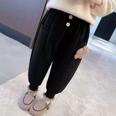 New girls' velvet pants with integrated velvet, clothes for baby girls, winter warmth, corduroy casual pants, trendy_viptrois.com