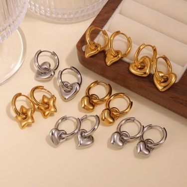 Elegant Open Heart Hoop Earrings - Detachable Stainless Steel Circle Earrings For Women, Minimalist & Stylish_voghion.com