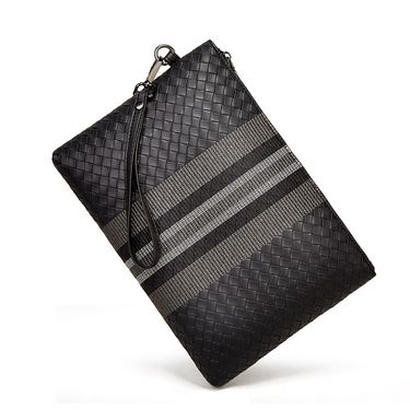 2022 New Woven Striped Men's Handbag Document Business Clutch Bag_voghion.com