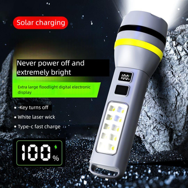 Outdoor Sports Solar Flashlight Travel Searchlight High Brightness Rechargeable Long Battery_voghion.com