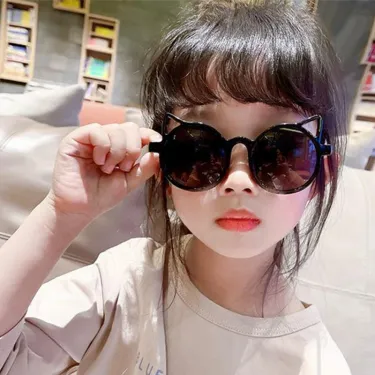 Fashion Girls Boys Cute Animal Cartoon Ears Outdoor Sun Children Lovely Vintage Sunglasses Protection Classic Kids_voghion.com