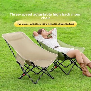 Heightened Adjustable Recliner Three-Level Adjustment Portable Folding Moon Chair For Outdoor Fishing Camping Picnic Nap_voghion.com