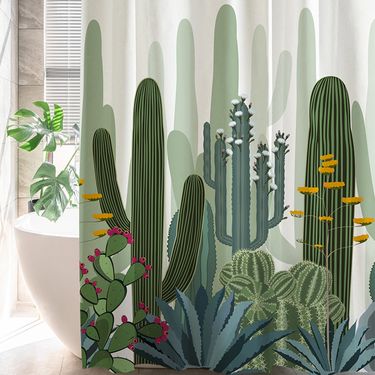 Home Garden Waterproof And Impermeable Printed Shower Curtain Polyester Punch Free Shower Curtain Spot_voghion.com