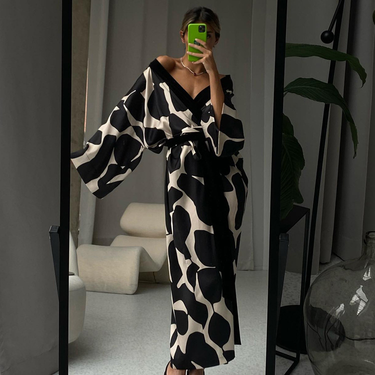Women's Clothing Satin Pajamas For Women Spring Large Size Three-quarter Sleeves Cool Nightgown Bathrobe Home Wear For Women_voghion.com