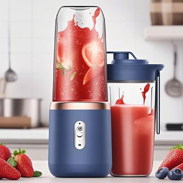 Portable USB Rechargeable Juicer Cup - 6-Blade 400ml Travel Blender For Fruits & Veggies, BPA-Free, Compact & Powerful (Gemstone Blue)_voghion.com