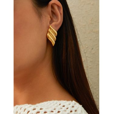 Brass Gold-Plated Earrings Studs Ins Internet Celebrity High-End Simple Geometric Texture Ear Jewelry_voghion.com