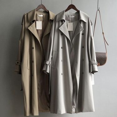 Women's Clothing Mid Length Trench Coat For Women, British Style, Versatile, Drapey Waist, Slim, Petite, French Style Casual Jacket_voghion.com