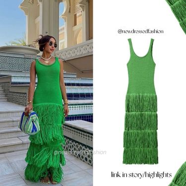 Women's Clothing solid color hem tassel knitted suspender dress_voghion.com
