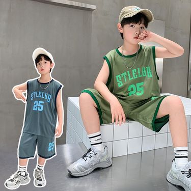Kids’ Clothing Boys Summer Basketball Suits New Style For Middle And Large Children Summer Children's Sleeveless Boys' Shorts Two Piece Suits_voghion.com