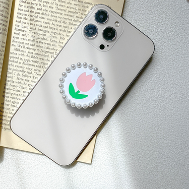 Mobile phone airbag holder, Korean Instagram, fresh flower, tulip retractable back sticker, niche and minimalist_voghion.com