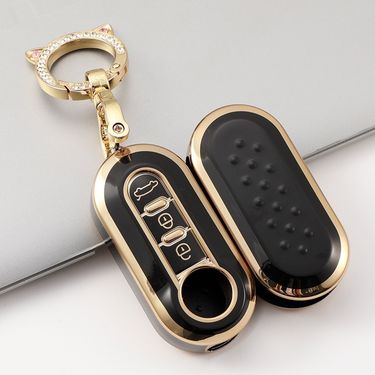 Applicable 3-key Fiat folding key case 500 Boyue Bravo Feixiang Iveco golden edge car key case_voghion.com