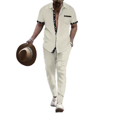 CT 2025 Summer New Short Sleeve Long Pants Two-Piece Sports Casual Men's Set_voghion.com