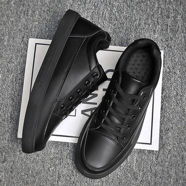 Baili Men's Black Chef Work Waterproof Casual Leather Shoes_voghion.com