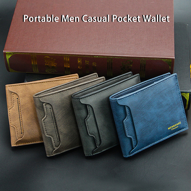 Kjiuyou Men Wallet Slim Multi-slots Short Frosted Large Capacity Detachable Card Holder Leather Bi-fold Male Business Pocket Wallet Daily Use_voghion.com