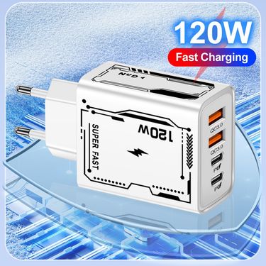 120W PD + USB Charger Compatible With 15 Huawei Phones Dual Type-C Fast Charging Power Adapter_voghion.com