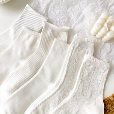White Socks Women's Cute Japanese Style jk Socks lolita Lace Socks ins Trendy Summer Mid-tube Socks Women's College Socks_voghion.com
