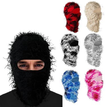 Knitted thermal mask head set personalized camouflage jacquard single hole hair cap ski windbreaker_voghion.com
