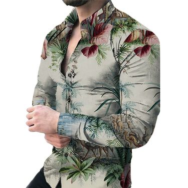 New men's casual long sleeved oversized floral shirt for spring and autumn 2023 season_mkmklike.com