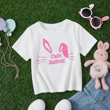 Mother&Kids Children's wear Girls' summer crew-neck short-sleeved top Trend casual cartoon printed T-shirt_voghion.com