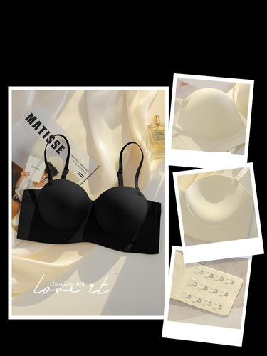 Women's clothing Non-marking underwear women's small breasts show big gathered breasts anti-sagging bra anti-slip invisible strapless bra_voghion.com