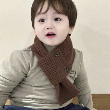 Children's scarf Winter fashion Instagram knitted button baby bib for boys and girls_voghion.com