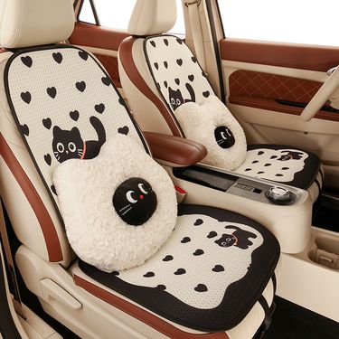 Cute Kitten Mesh Honeycomb Breathable Fabric Seat Cushion Is Cool And Soft, Suitable For Most Car Models, Free To Match._voghion.com