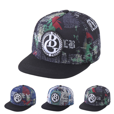 New Street Trend Hip Hop Graffiti 3D Letter Pattern Printed Flat brim Fashionable Baseball Hat_voghion.com