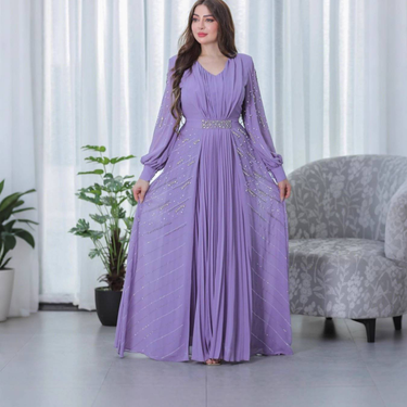 Elegant Evening Gown With Embellished Sequins Flowy Chiffon Maxi Dress For Women Party Wear_voghion.com