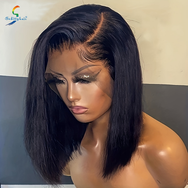150% Density 13X4 Lace Front Wigs Short Bob Human Hair Wigs Pre Plucked With Baby Hair Straight 13x4 Transparent Lace Front Human Hair Wigs For Women_voghion.com